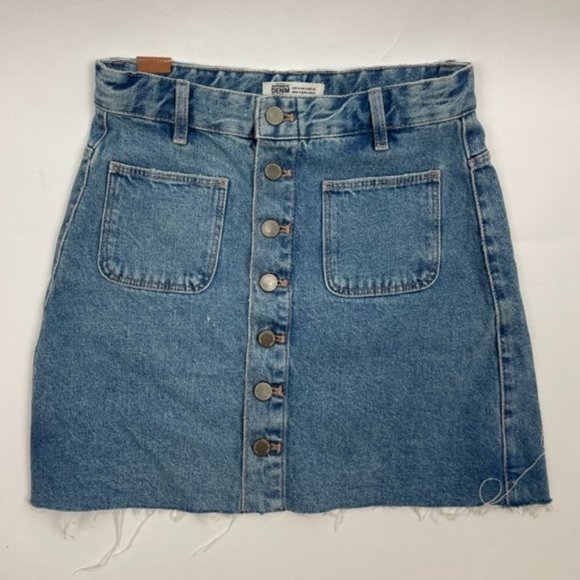 Zara TRF Denim Skirt Button Closure Women's Small - Picture 1 of 7